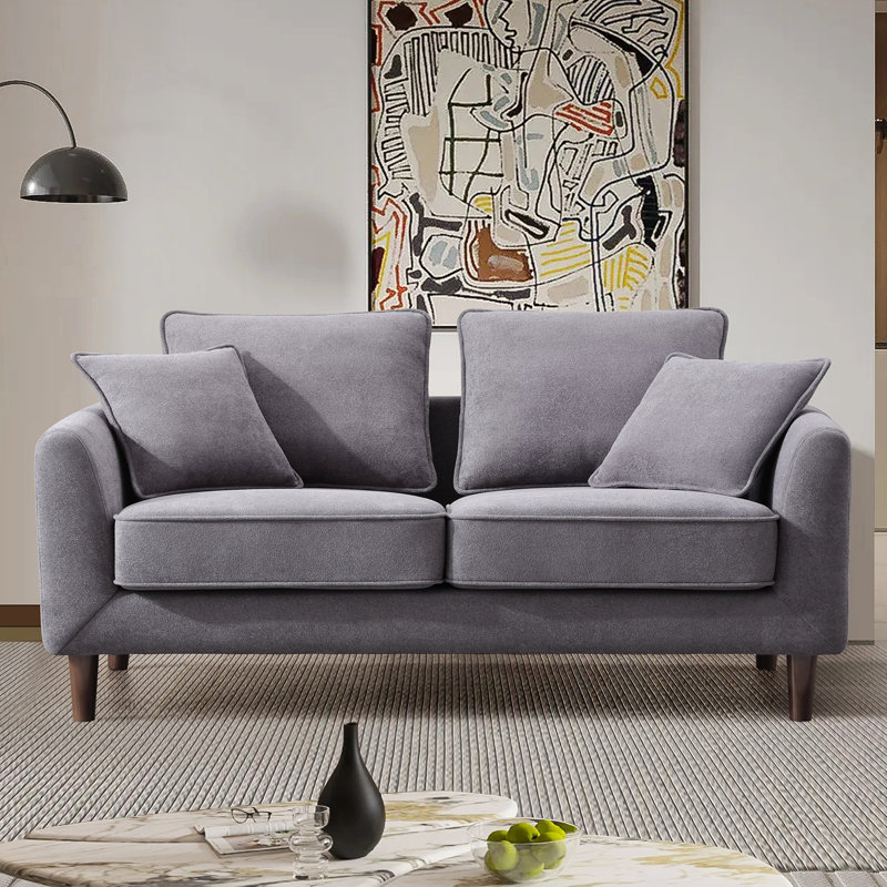 Causeuse à accoudoirs évasés 57,09 po Izzac, Chenille gris foncé