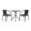 Amlie 23.75" Round Glass Metal Table with 2 Rattan Stack Chairs