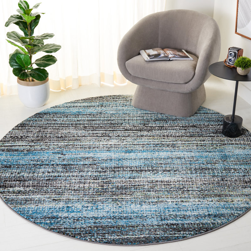 Tapis performance à motif abstrait Porcello, Rond 6 pi 7 po