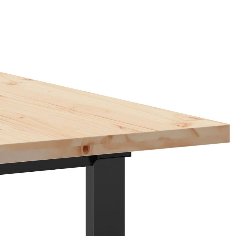 vidaXL Dining Table O-Frame Solid Wood Pine and Steel, 75.5cm H x 140cm L x 80cm W