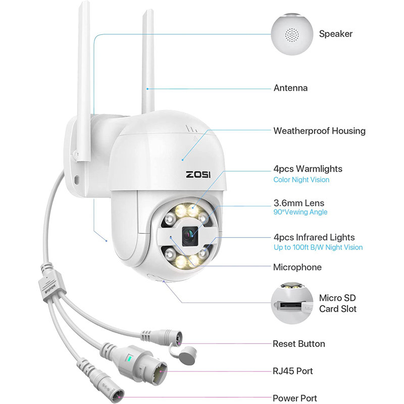 C289 1080P WIFI 355°PTZ Security IP camera Outdoor, AI Person Vehicle Detection, 2-Way Audio