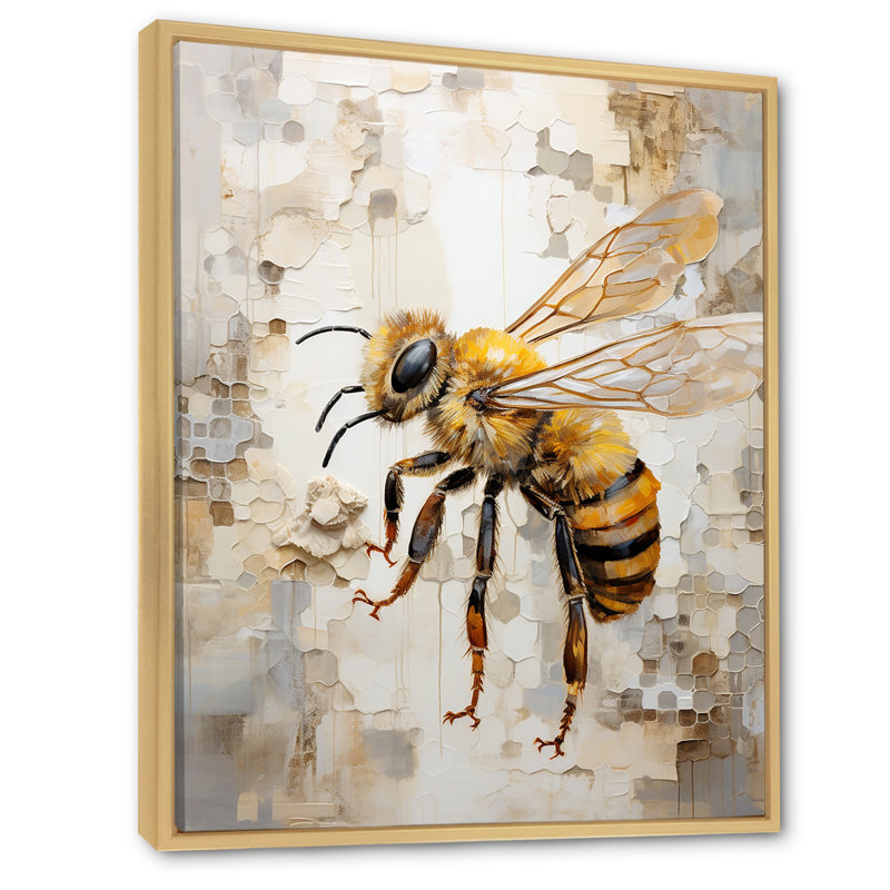 Minimalisme «Buzzing Bee III» sur toile, H 44 po x l 34 po x P 1,5 po, Cadre naturel flottant