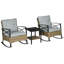 Ensemble de mobilier de jardin en résine tressée pour 2 personnes avec coussins, style bistro extérieur, idéal pour le jardin, la véranda ou la cour, gris clair.