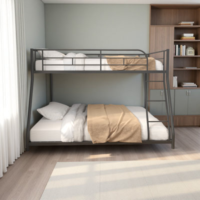 Metal Twin Over Full Bunk Bed/ Heavy-Duty Sturdy Metal/ Noise Reduced/ Squeak Free/ Wooden Slat/ No Box Spring Needed