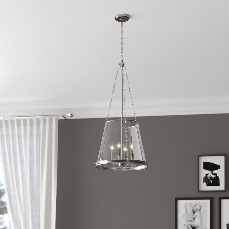 Luminaire suspendu 4 lumières Malvern, Nickel poli