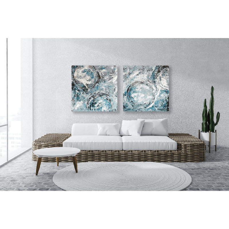 Aqua Azul Print, White, 48" H x 96" W x 2" D