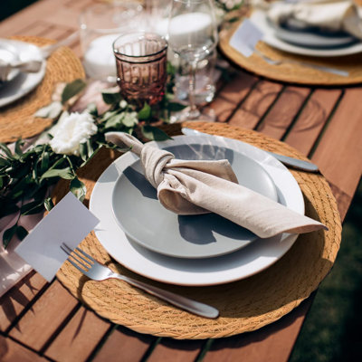 Round Woven Boho Placemats Set Of 8, Natural Wicker Rattan Table Mats For Dining Decor, Farmhouse Rustic Chargers For Dinner Plates, 13 Inch Placemats For Everyday And Special Occasions