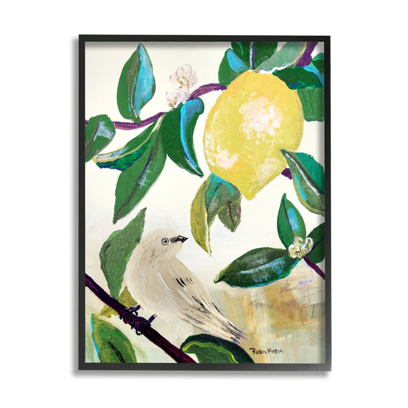 Citron jaune vif, H 30 po x l 24 po x P 1,5 po, Giclée encadrée noir minuit