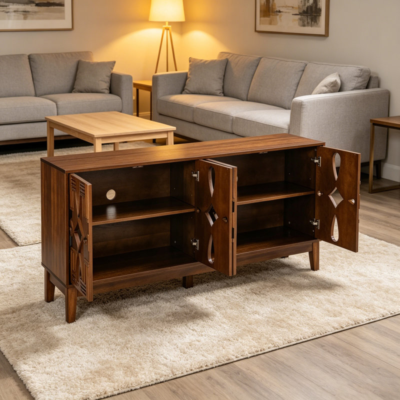 Buffet 60,5 po Mid Century, Noyer