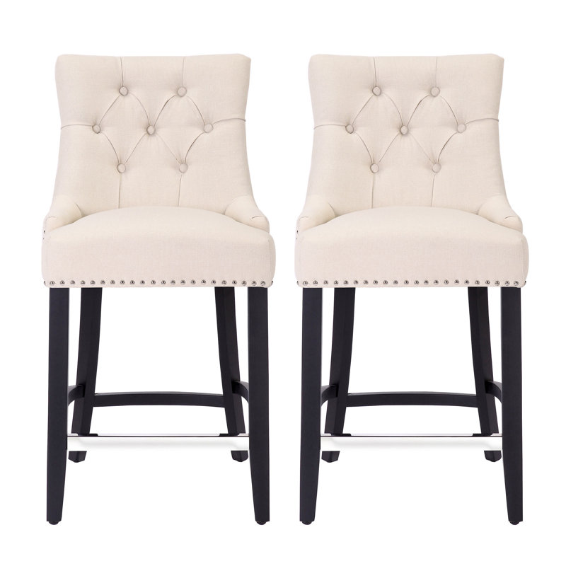 Tabouret Wren, Beige, Noir, Tabouret de comptoir (siège d’une hauteur de 24