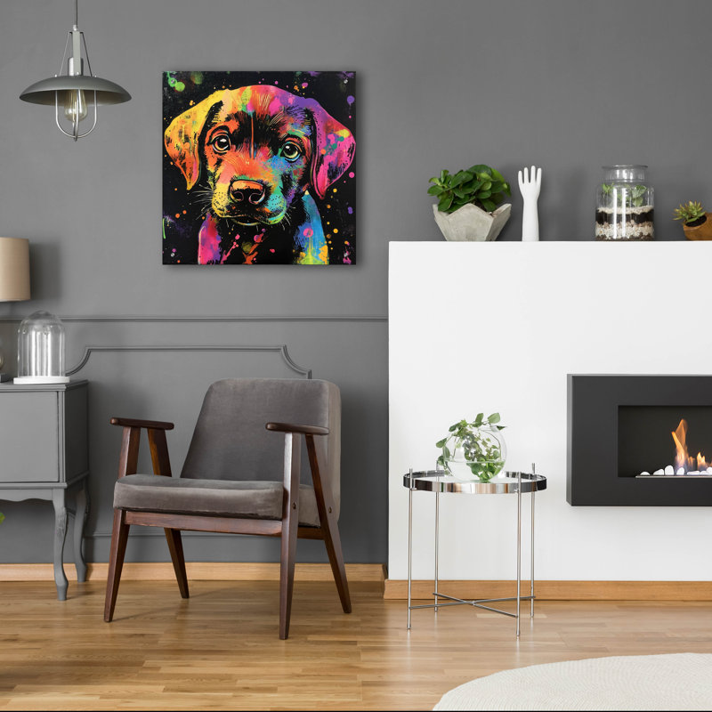  «Woof Labrador Retriever» par Rich Monet, art mural en verre acrylique, 24 po x 24 po, H 24 po x l 24 po