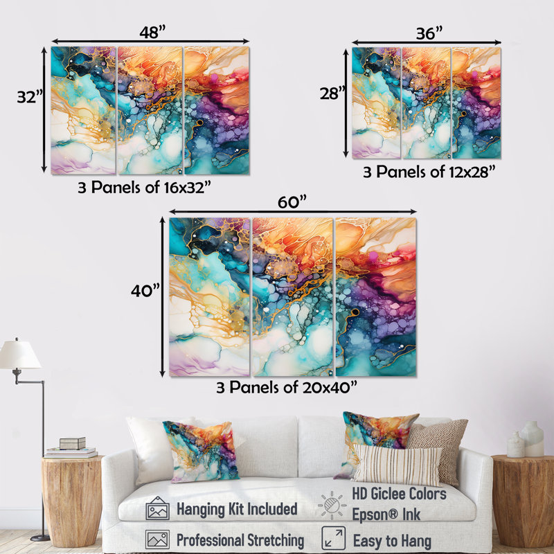 Art moderne sur toile, "Modern Hurricane", Toile tendue, H 32 po x l 48 po x P 1 po