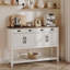 Console - deux tiroirs, armoire à quatre portes avec tablettes réglables et tablette à lattes-126062255