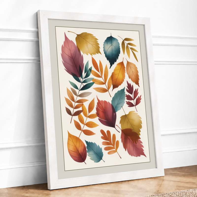 Autumn Leaves Arranged Botanical - Print, A2 - 59.4 x 42.0 cm, White