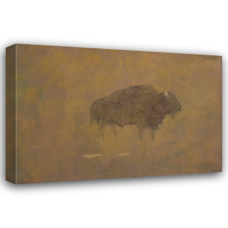 «Buffalo in a Sandstorm» par Albert Bierstadt - Art mural sur toile tendue avec châssis, H 28 po x l 40 po