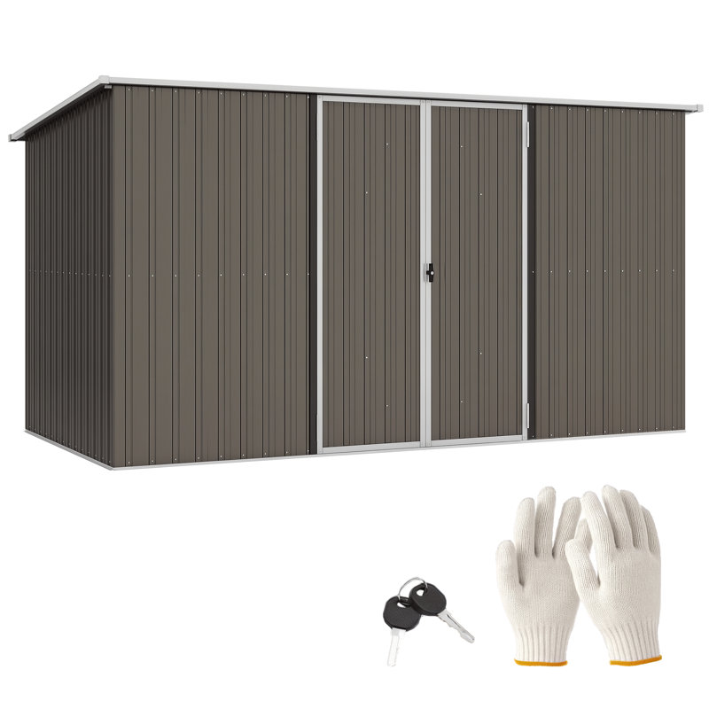 11 ft. H x 6 ft. D Metal Tool Shed, Light Gray