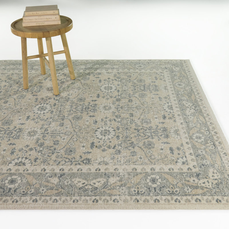 Tapis Karlovich bleu/rouille à bordure traditionnelle, Bleu / rouille, 7 pi 10 po x 10 pi