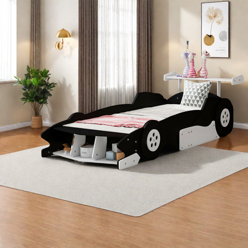 Lits simples durables en forme de voiture de course, bois aggloméré, style moderne pour la maison