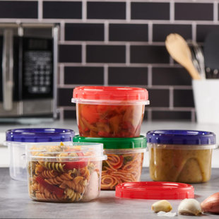 Twist Top Food Storage Containers 16 Oz 12 Pack Plastic Freezer Storage Containers Leakproof Reusable With Screw On Coloured Lids