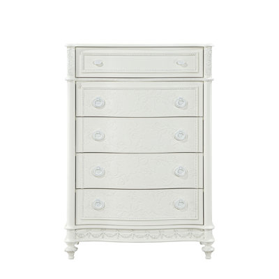 Commode en bois Malik avec 5 tiroirs et pieds tournés