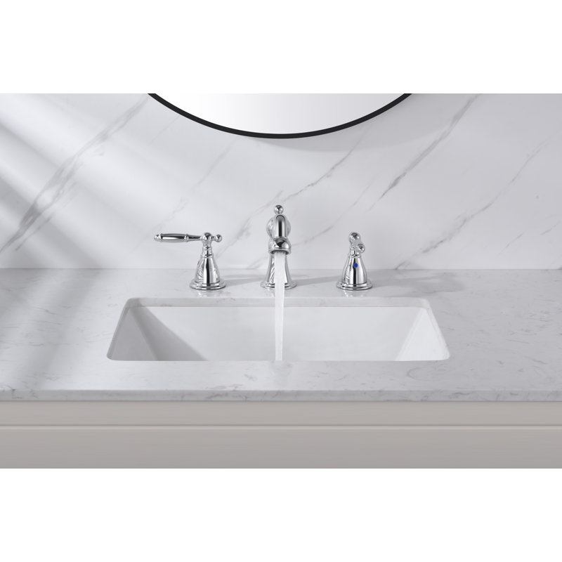Vintage-Style Chrome Widespread Bathroom Faucet, 2-Handle Traditional Sink Faucet With Pop-Up Drain Included