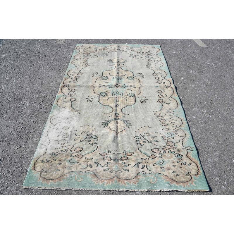Tapis turcs, tapis en laine brun, tapis 4,7 x 8 pi, tapis géométrique, tapis de cuisine, tapis rétro