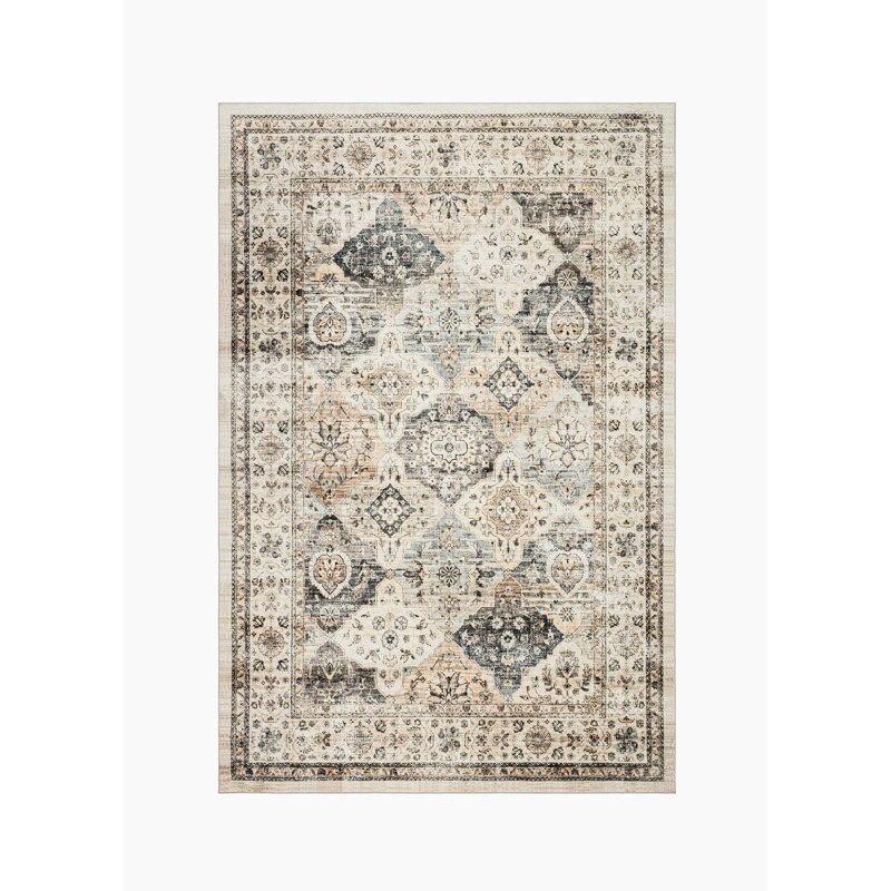Moroccan Vintage Style Rug - Non-Slip Soft Faux Wool Area Rug For Indoor, Washable Rug Kids & Pets Friendly For Home Decor