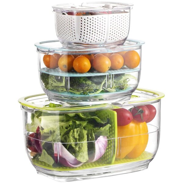  LUXEAR Fruit Vegetable Storage Container, 4 Pack Fresh  Containers for Fridge with Lids BPA-Free Produce Refrigerator Organizer for  Fruit, Veggie, Berry, Meat Storage Keep Fresh Longer-Green: Home & Kitchen