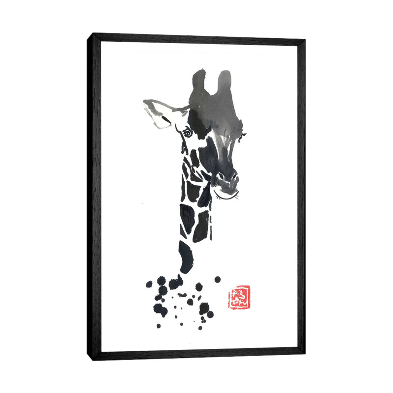 Girafe by Péchane - Print on Canvas, 152.5 cm H x 101.5 cm W, Black Framed