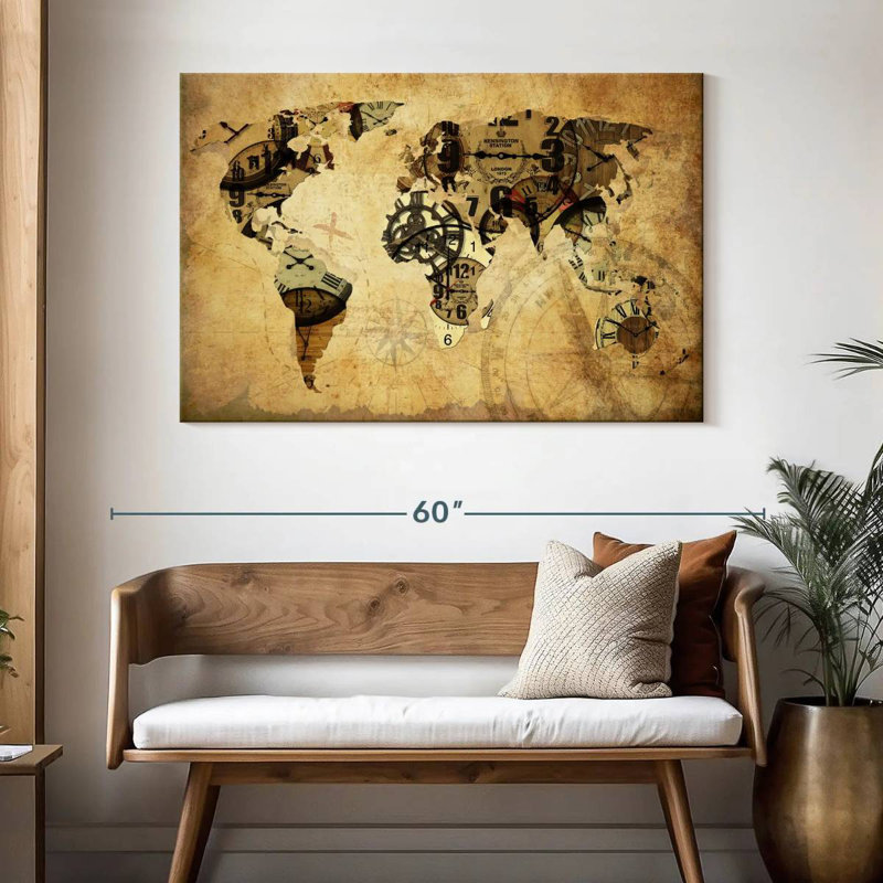Aliaz Time World Map, 32" H x 48" W