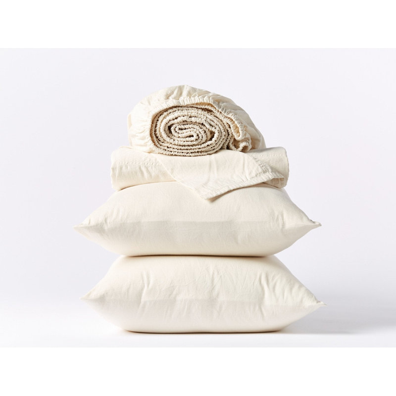 Cloud Soft Sateen Sheet Set, California King Sheet Set with 2 Pillowcases, Undyed