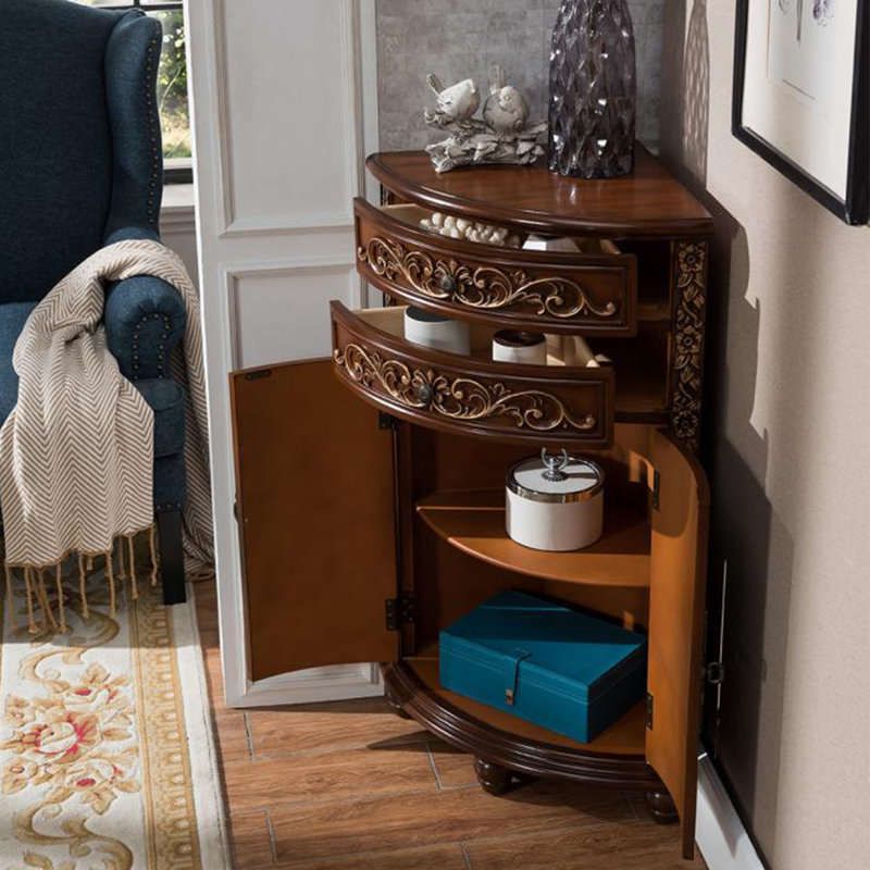 Armoire de coin multifonctionnelle de style américain, Brun