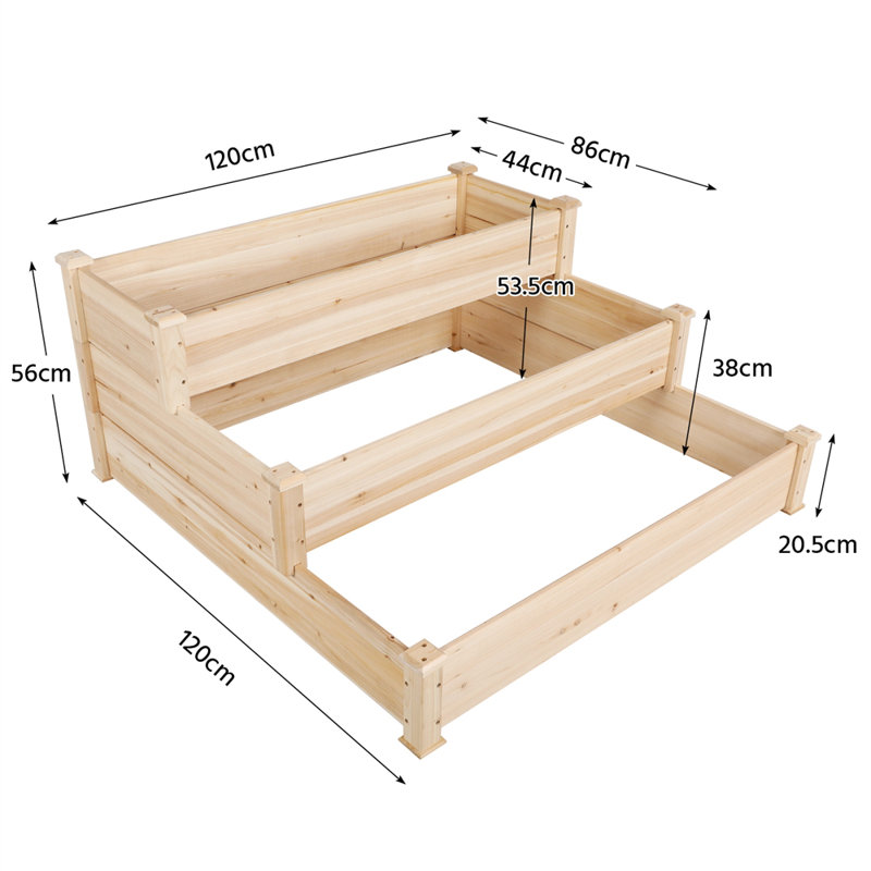 3 Tier Wood Raised Flower Bed