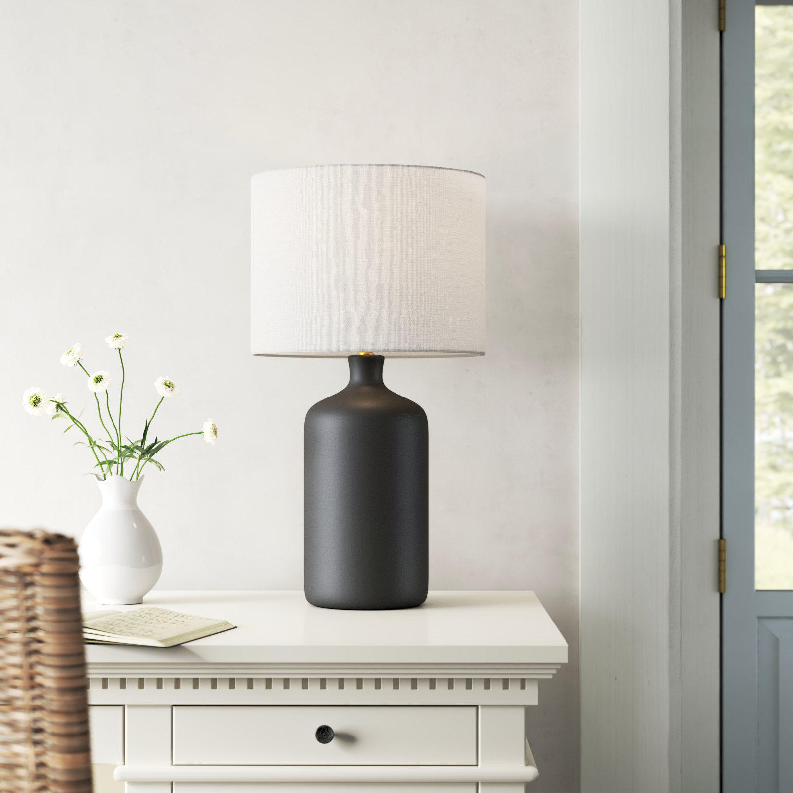 Ivor Ceramic Table Lamp, Black