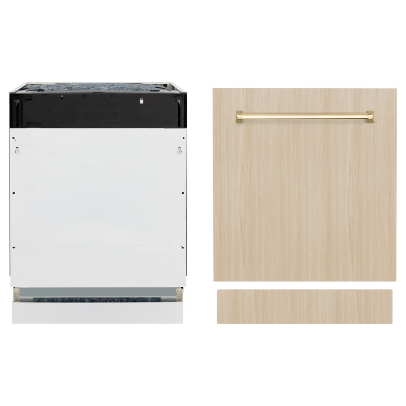 ZLINE Autograph Edition 24" Tallac Series 3rd Rack Top Control Built-In Tall Tub Dishwasher in Custom Panel Ready with Accent Handle, 51dBa