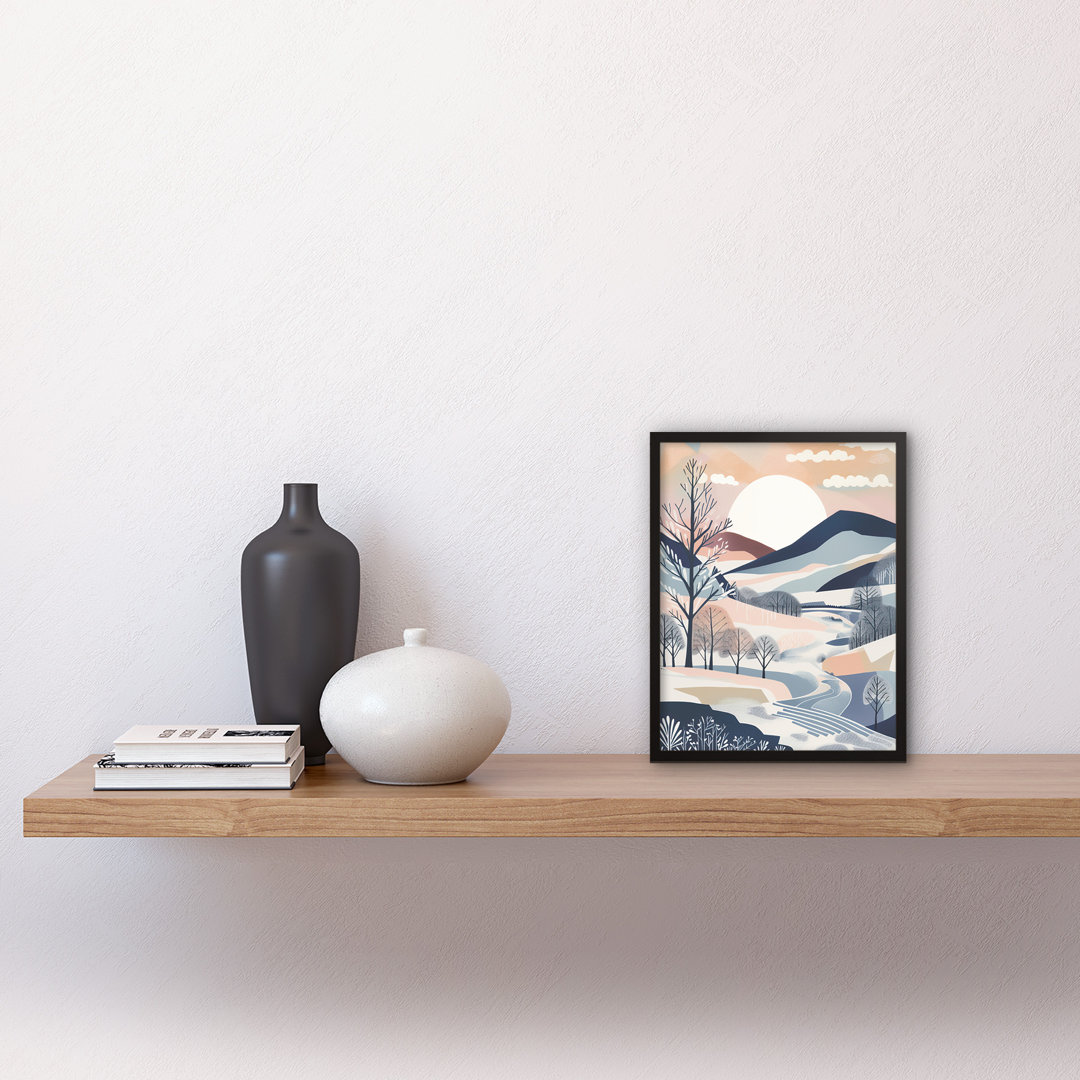 Countryside Path In Boho Hill Winter Landscape - Single Picture Frame Print