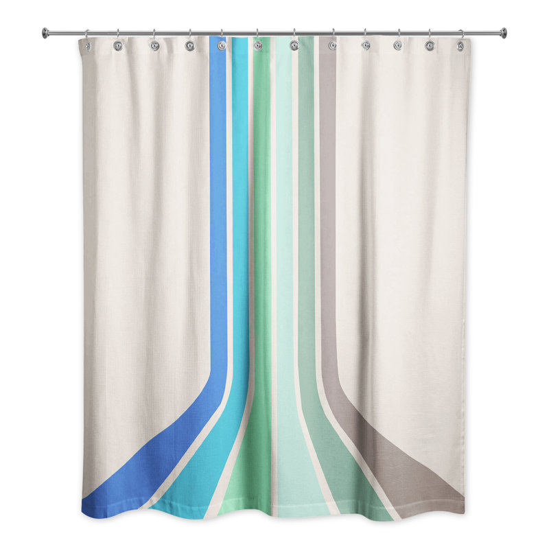 Perine Striped Shower Curtain, Blue
