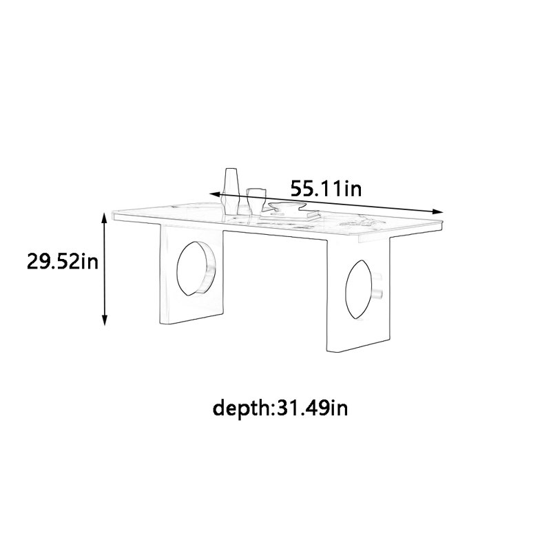 High quality rock slab rectangular dining table, 29.52"H x 55.11"L x 31.49"W