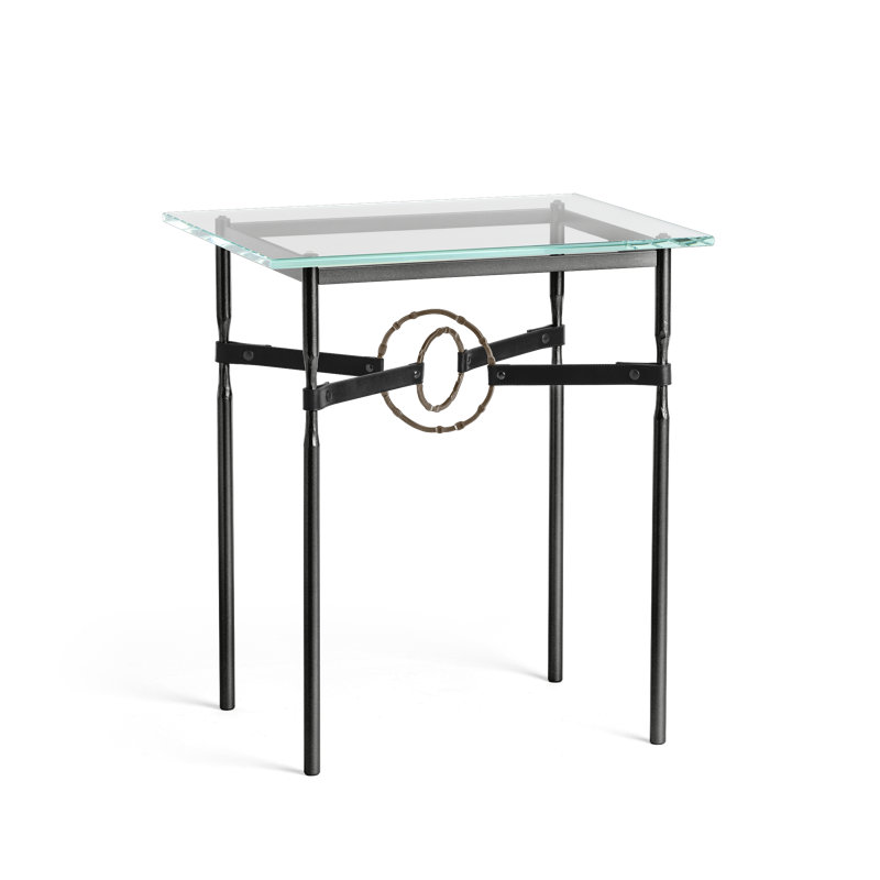 Table d'appoint Equus, Bronze avec cuir noir, Noir
