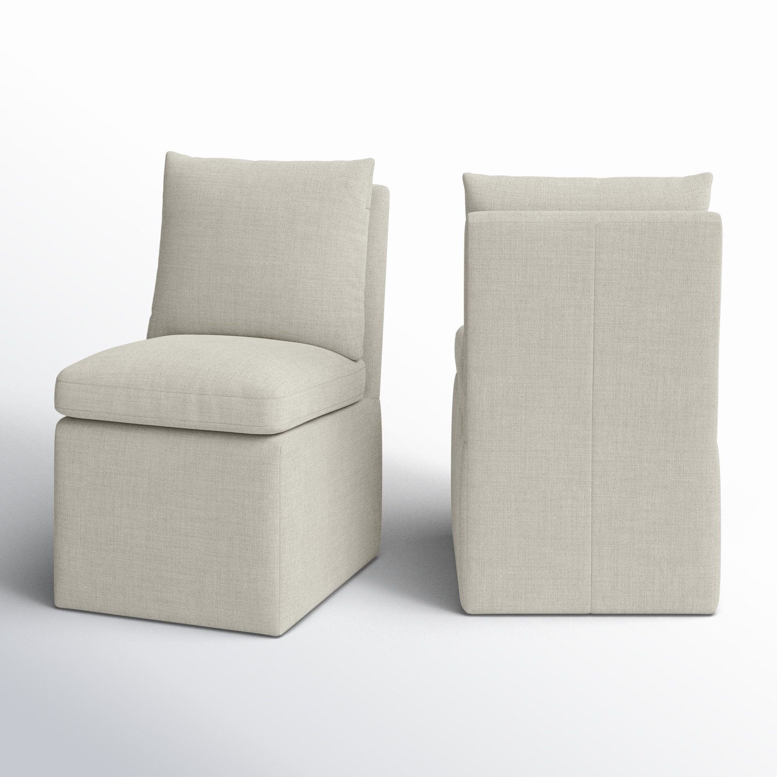 Alayaa Upholstered Dining Chair with Casters, Effie Linen Performance Linen