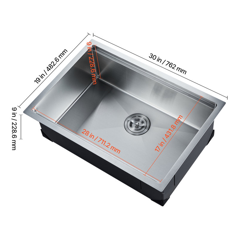 30'' L Single Bowl Stainless Steel Kitchen Sink