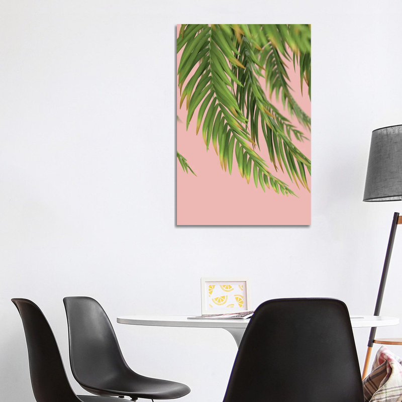 Palm Branch On A Peach Background I Vertical by Mike Kiev - Wrapped Canvas Print, 101.6 cm H x 66.04 cm W x 3.175 cm D