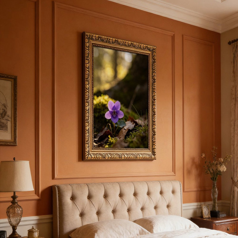 Cadre mural rétro mauve et violet FlowerOrnate, L 12 po x l 18 po