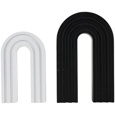 Emiterio Wooden Layered Arch Geometric Decorative Black Sculpture Set