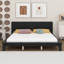 Lit plateforme, cadre de lit moderne de style Mid-Century avec tête de lit, cadre de lit uni-118778029