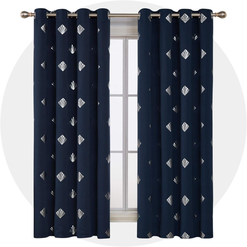 Blackout Curtain Pair, 140cm Wide x 290cm Drop, Dark Blue