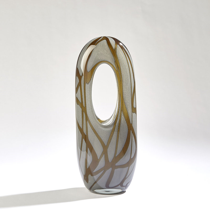 Handmade Glass Table Vase, 15" H x 6" W x 4.5" D