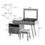Bureau de coiffeuse 3 en 1 avec miroir basculant éclairé et armoire réglable, coiffeuse à maquillage avec tabouret-977429947
