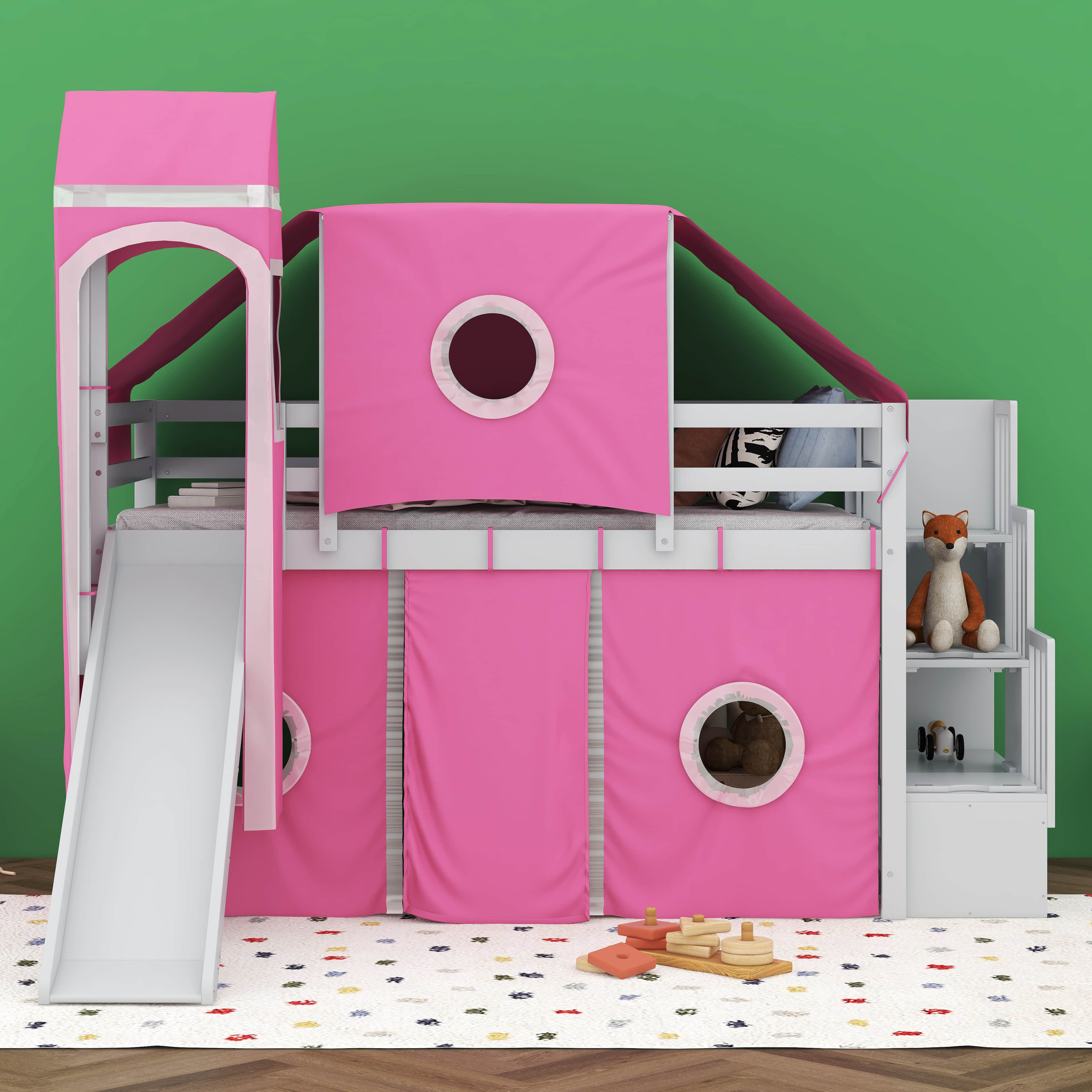 Harper Orchard Clayburgh Twin Size Loft Bed with Tent and Tower Wayfair