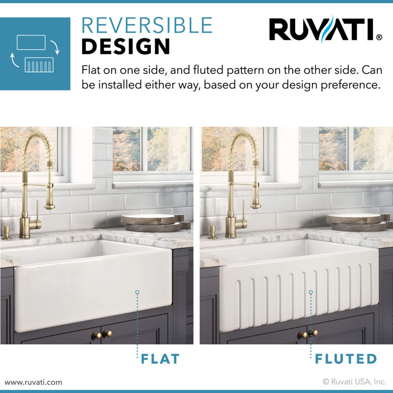 Fiamma 33" L x 20" W Farmhouse Kitchen Sink with Sink Grid and Drain Assembly, Crackled White